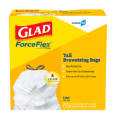 Glad Drawstring Tall Kitchen 24" x 27" .95 Mil Can Liner, 13 Gallon - White
